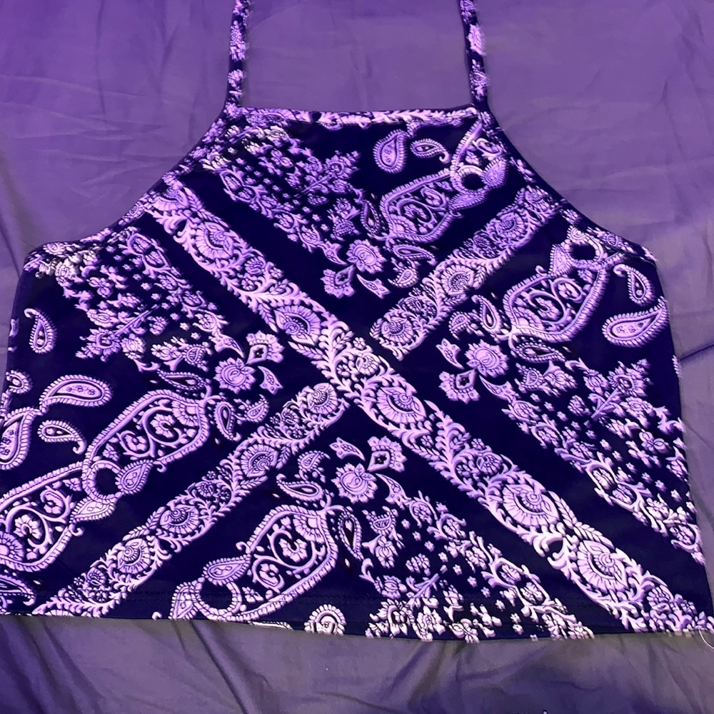 Romwe bandana print halter top